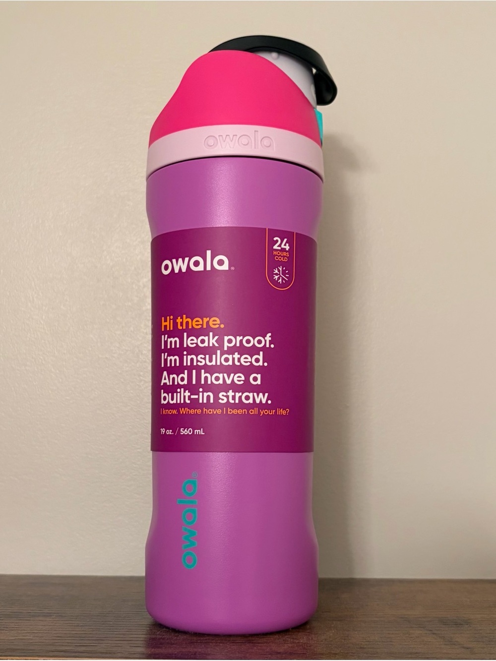 Owala 19oz Insulated Leak-Proof Bottle with Built-In Straw - Darling Diva 💜🩷